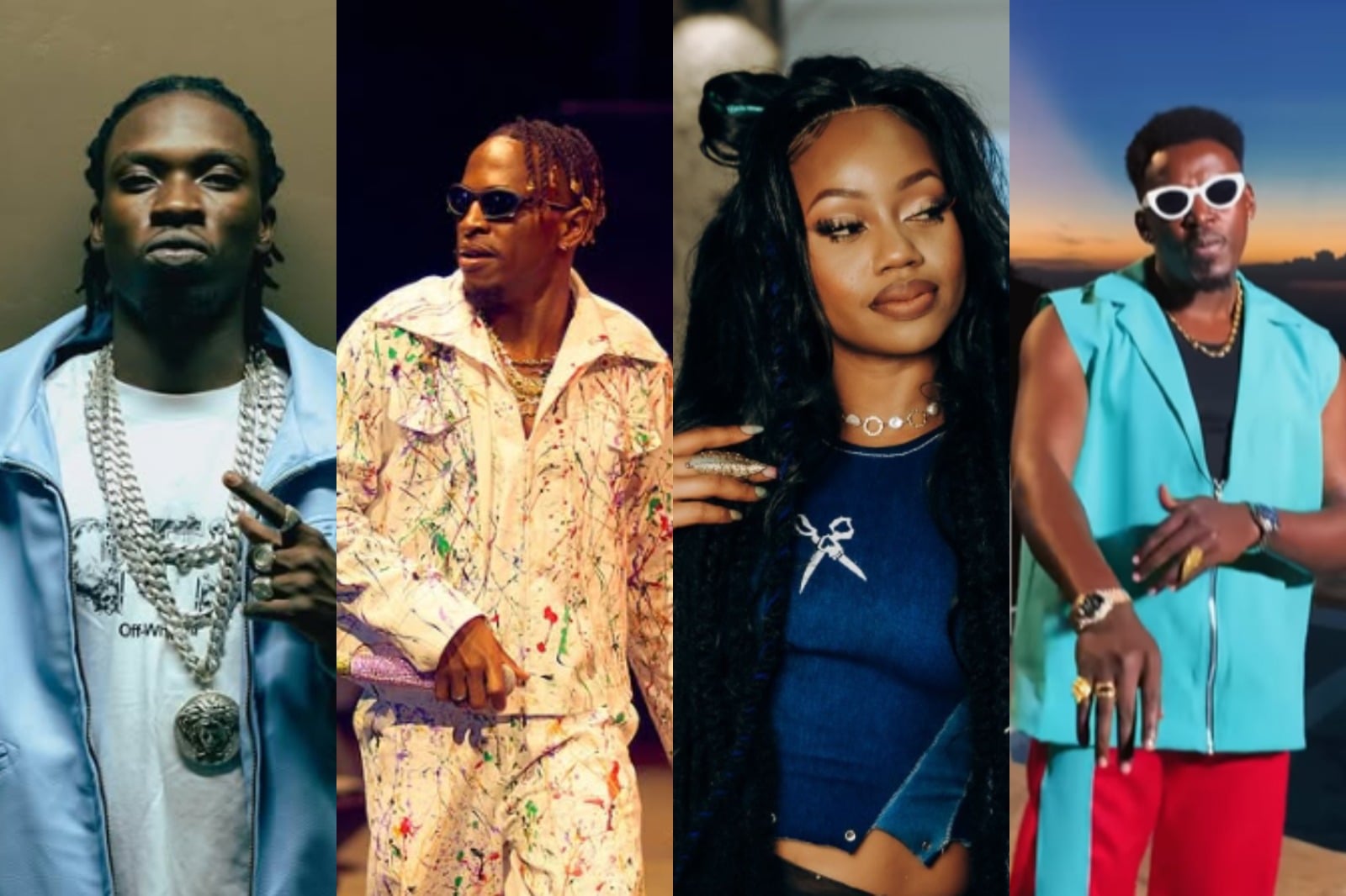 Photo collage of Toxic Lyrikali, Iyani, Njerae and Okello Max.